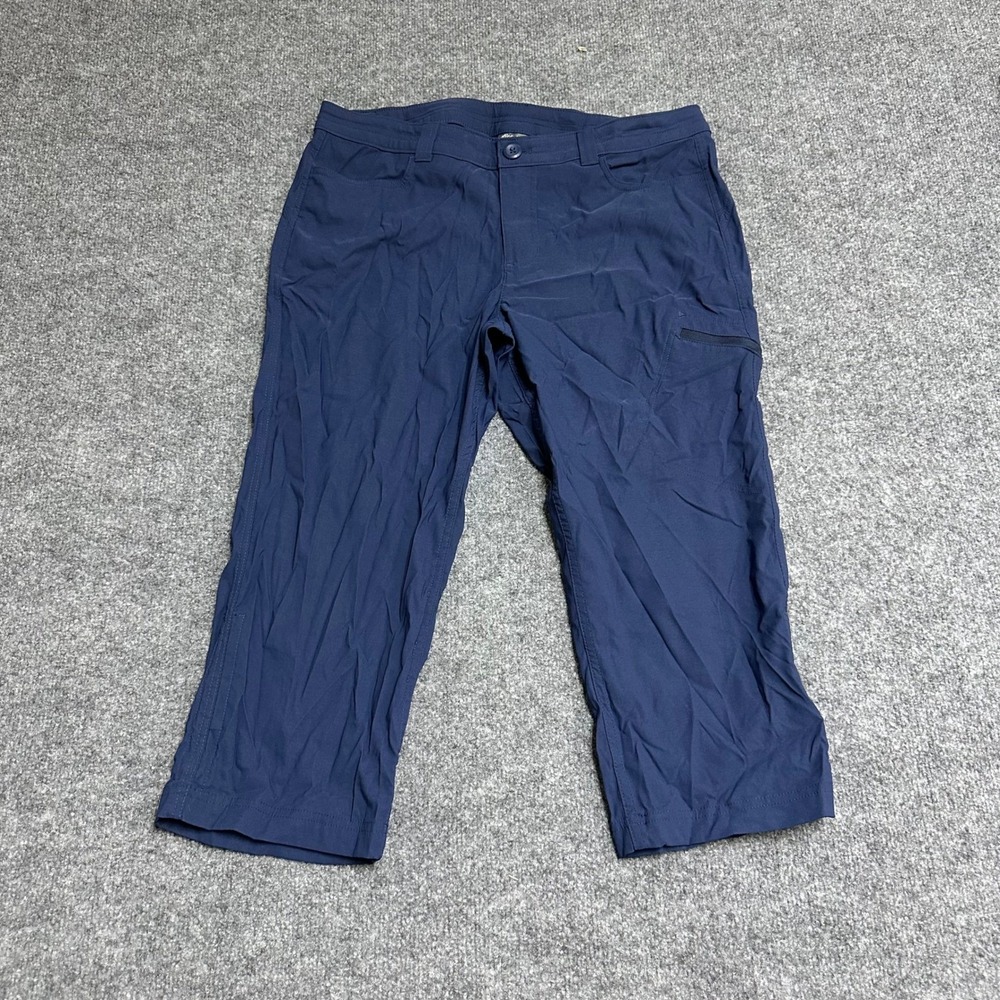 Eddie Bauer Pants Womens Size 12 Navy Blue Nylon Stretch Hiking Capri Outdoor